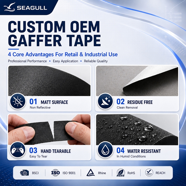 Black Matt Cloth Gaffer Tape Features
